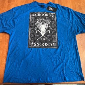 Crooks & Castles Blue Short Sleeve Tee Vibrant Graphic